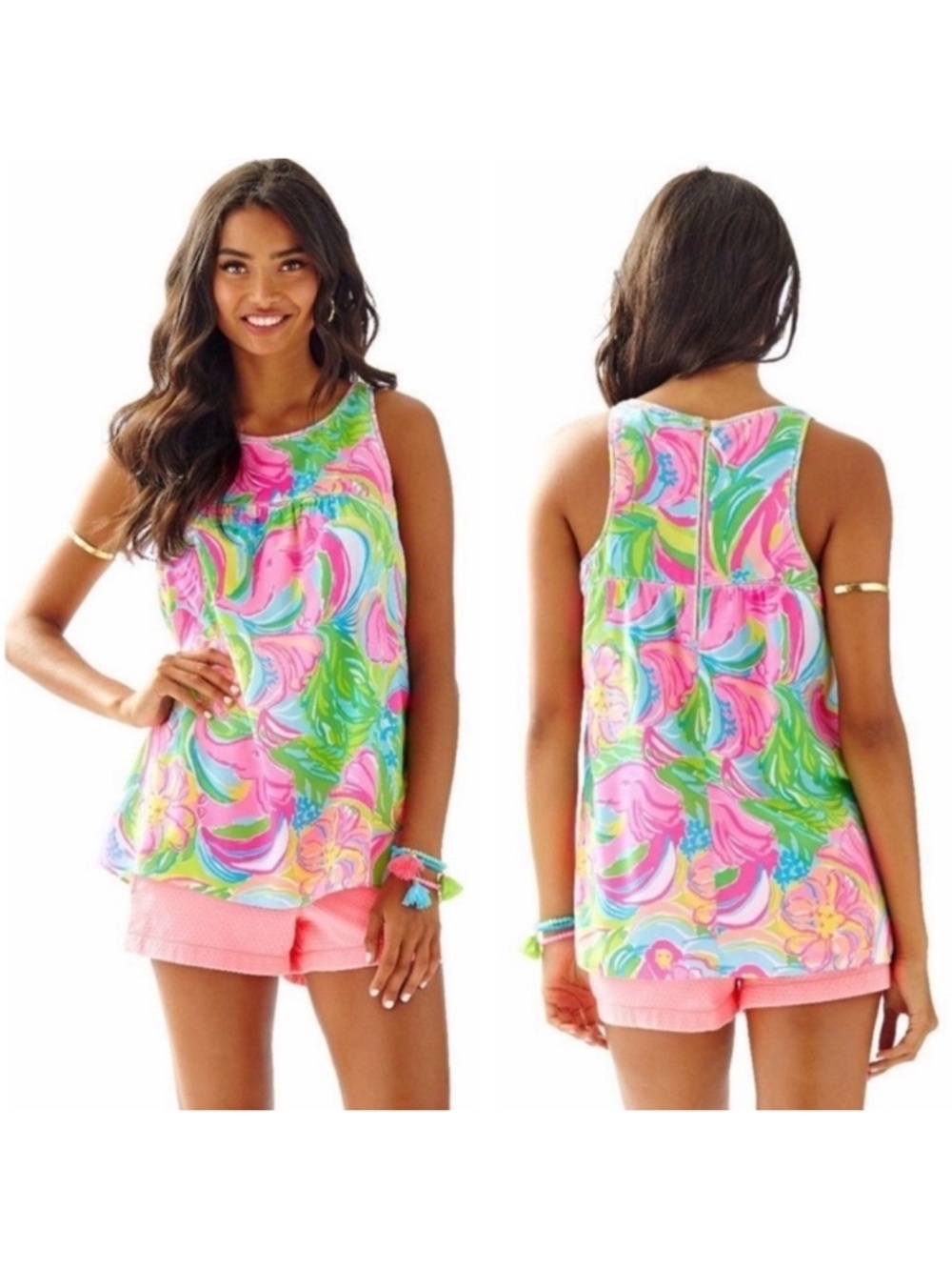 🐘 Lilly Pulitzer Sleeveless Flutter Tank Top in Multi So Appealing